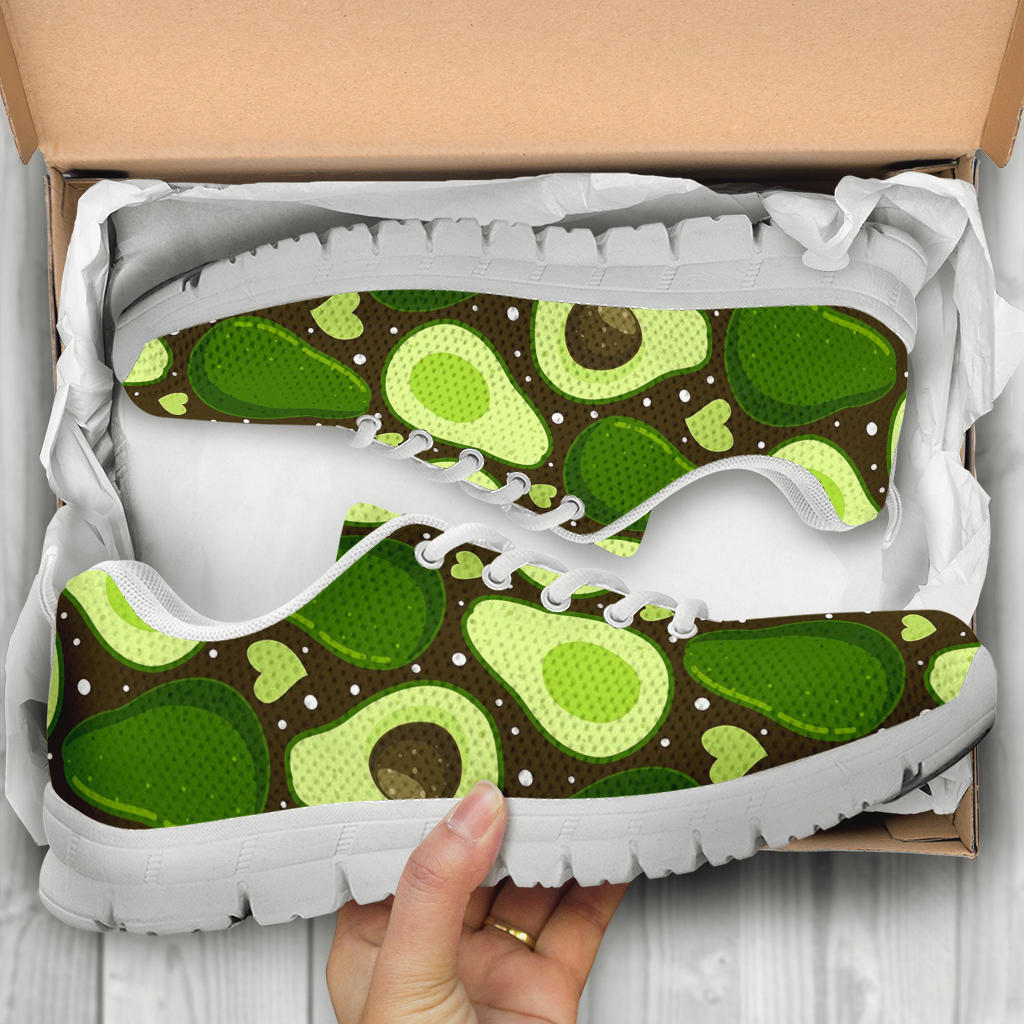 Avocado Pattern Print Design AC04 Sneakers White Bottom Shoes