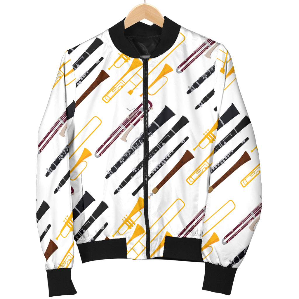 Clarinet Pattern Print Design 01 Women's Bomber Jacket