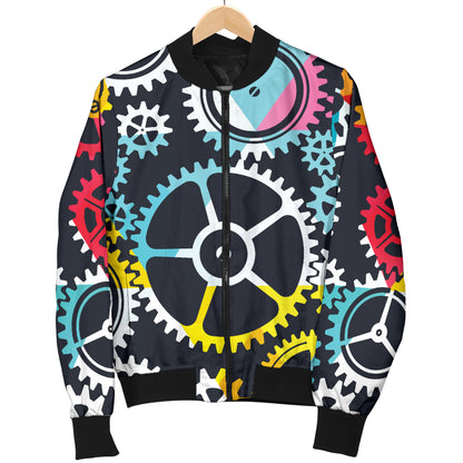 Mechanic Pattern Print Design 02 Women's Bomber Jacket