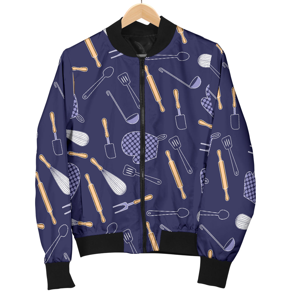 Cooking Kitchen Tools Pattern Print Design 04 Women's Bomber Jacket