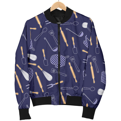 Cooking Kitchen Tools Pattern Print Design 04 Women's Bomber Jacket