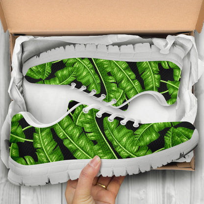 Banana Leaf Pattern Print Design BL01 Sneakers White Bottom Shoes