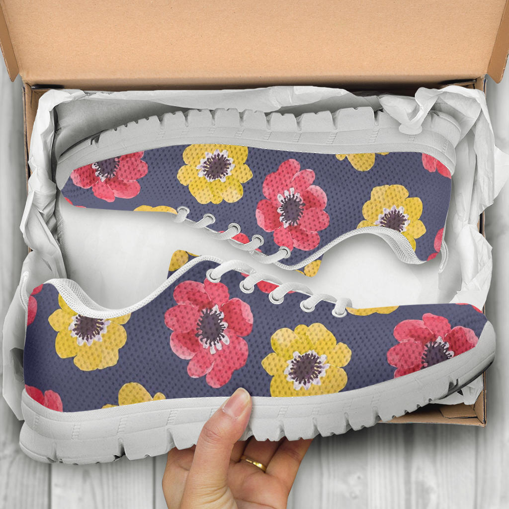Anemone Pattern Print Design AM010 Sneakers White Bottom Shoes