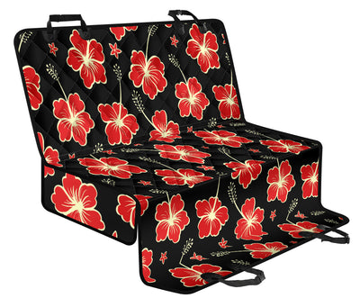 Red Hibiscus Pattern Print Design HB021 Rear Dog  Seat Cover