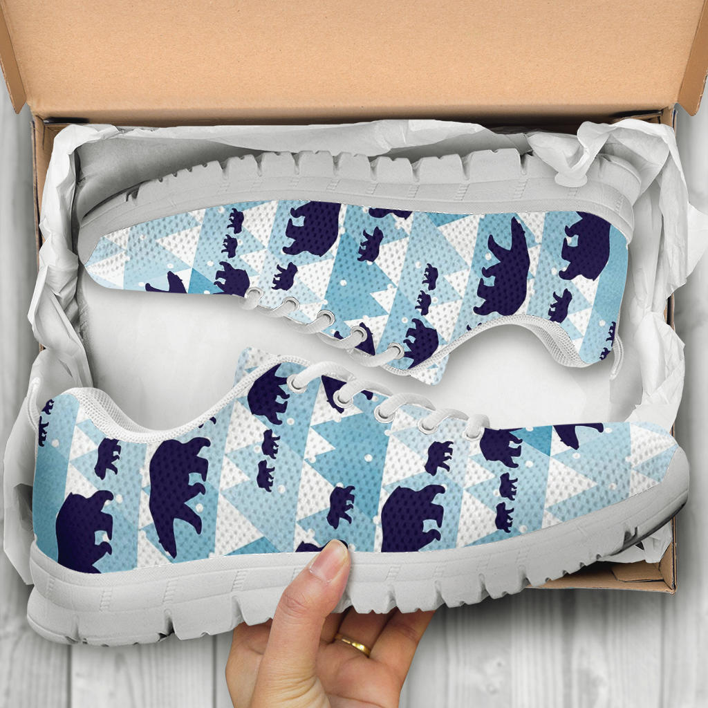 Bear Pattern Print Design BE01 Sneakers White Bottom Shoes