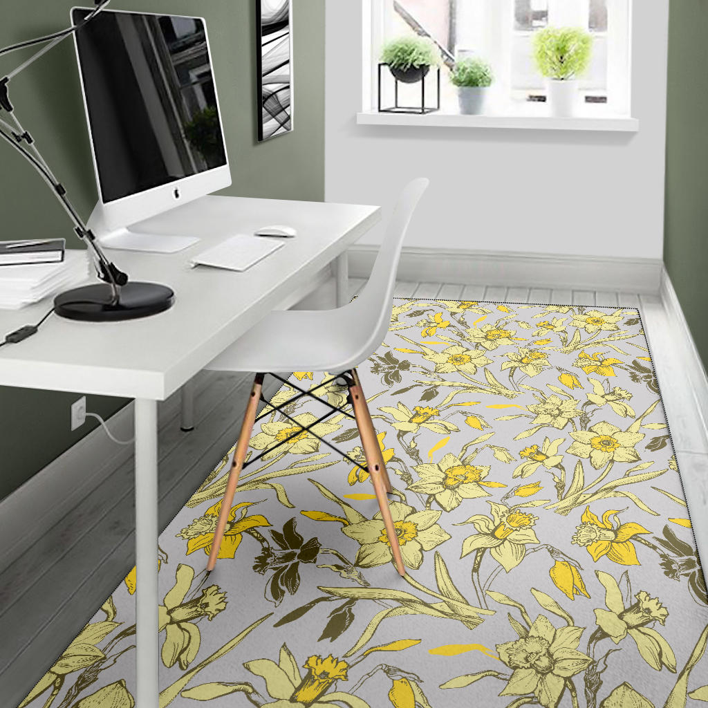 Daffodils Pattern Print Design DF05 Area Rugs