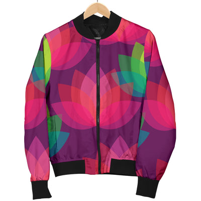 Lotus Pattern Print Design 02 Women's Bomber Jacket