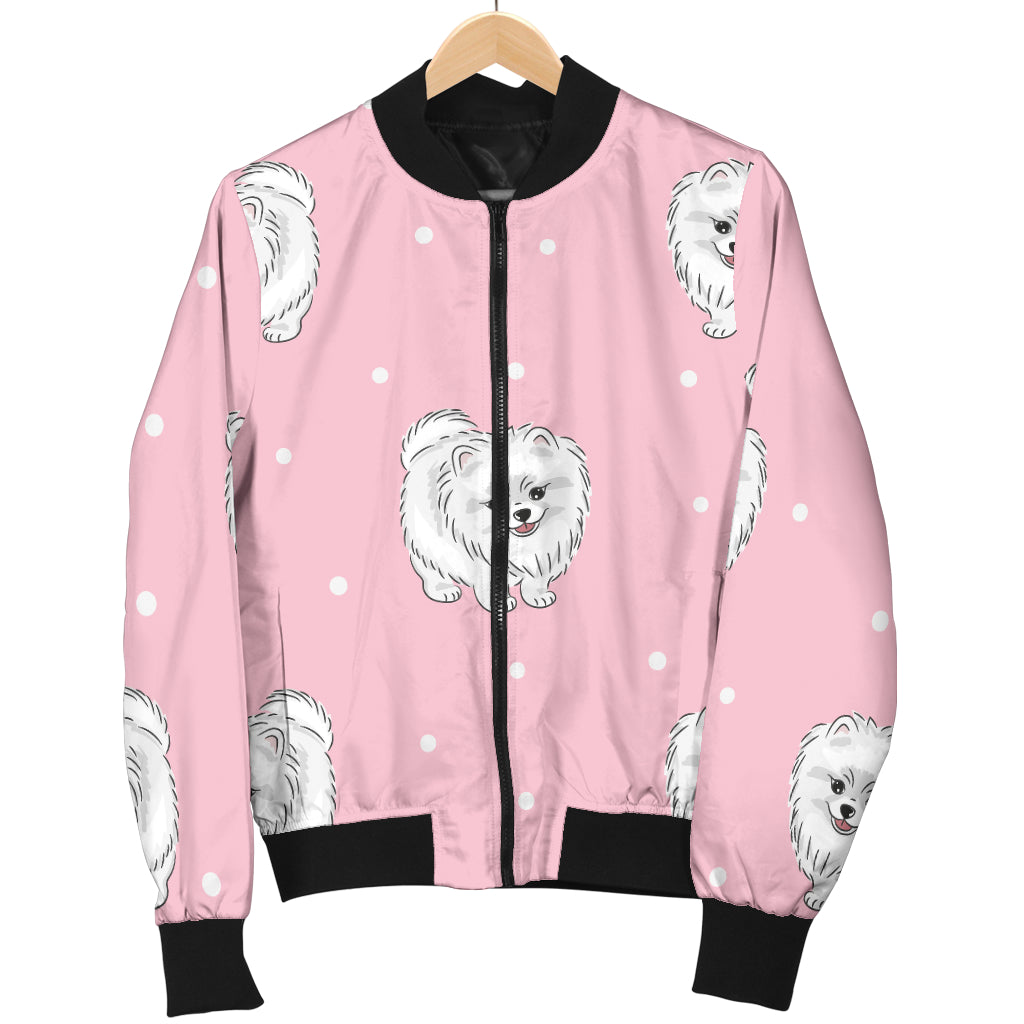 Pomeranians Pattern Print Design A02 Women's Bomber Jacket