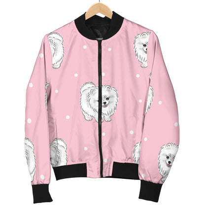 Pomeranians Pattern Print Design A02 Women's Bomber Jacket