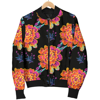 Marigold Pattern Print Design MR04 Men Bomber Jacket