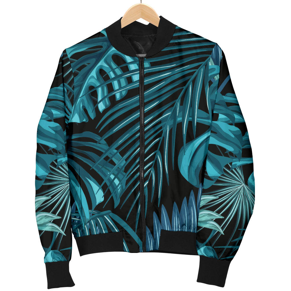 Palm Leaf Pattern Print Design A03 Women's Bomber Jacket