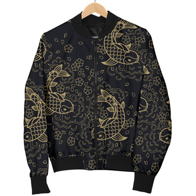 KOI Fish Pattern Print Design 02 Women's Bomber Jacket