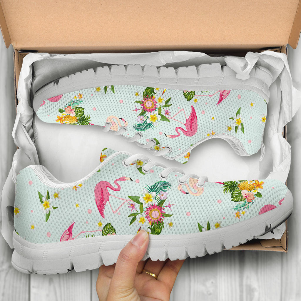 Flamingo Sweet Pattern Sneakers White Bottom Shoes
