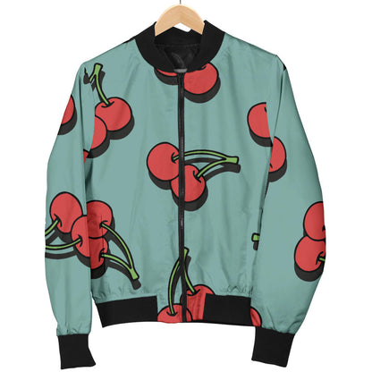 Cherry Pattern Print Design CH03 Women Bomber Jacket