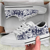 Skull Floral Beautiful White Bottom Low Top Shoes