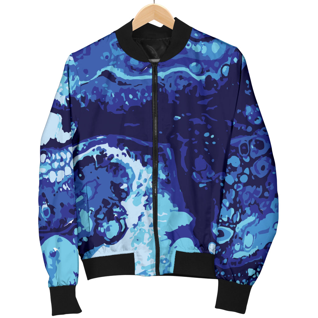 Ocean Liquid Pattern Print Design A03 Women's Bomber Jacket