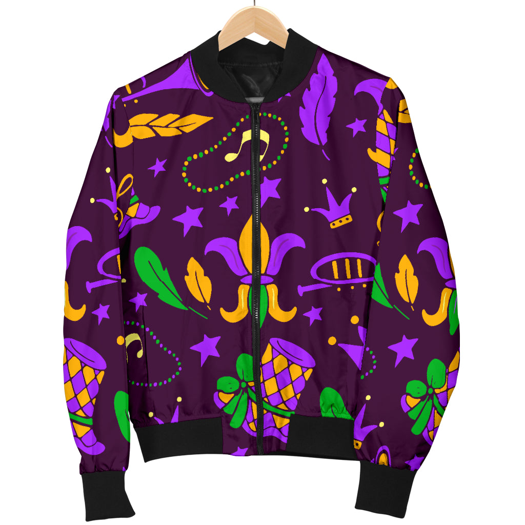 Mardi Gras Pattern Print Design 08 Women's Bomber Jacket