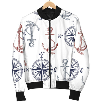 Anchor Pattern Print Design 06 Women's Bomber Jacket