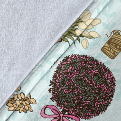 Gardening Pattern Print Design G01 Fleece Blanket