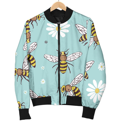 Bee Pattern Print Design BEE010 Women Bomber Jacket