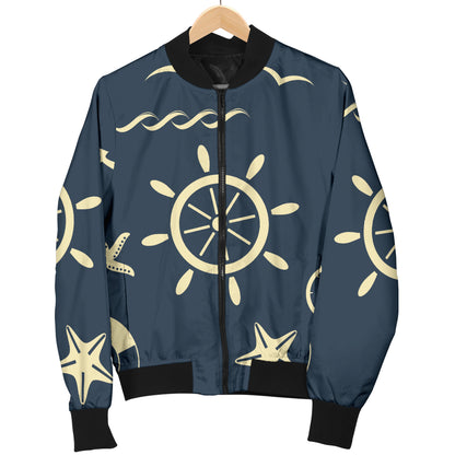 Nautical Pattern Print Design A01 Women's Bomber Jacket