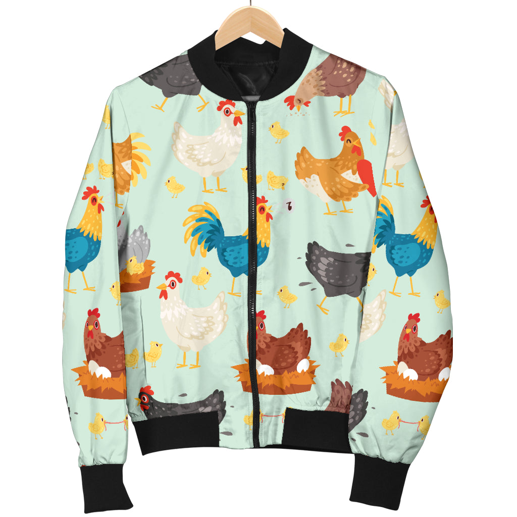 Chicken Pattern Print Design 07 Women's Bomber Jacket