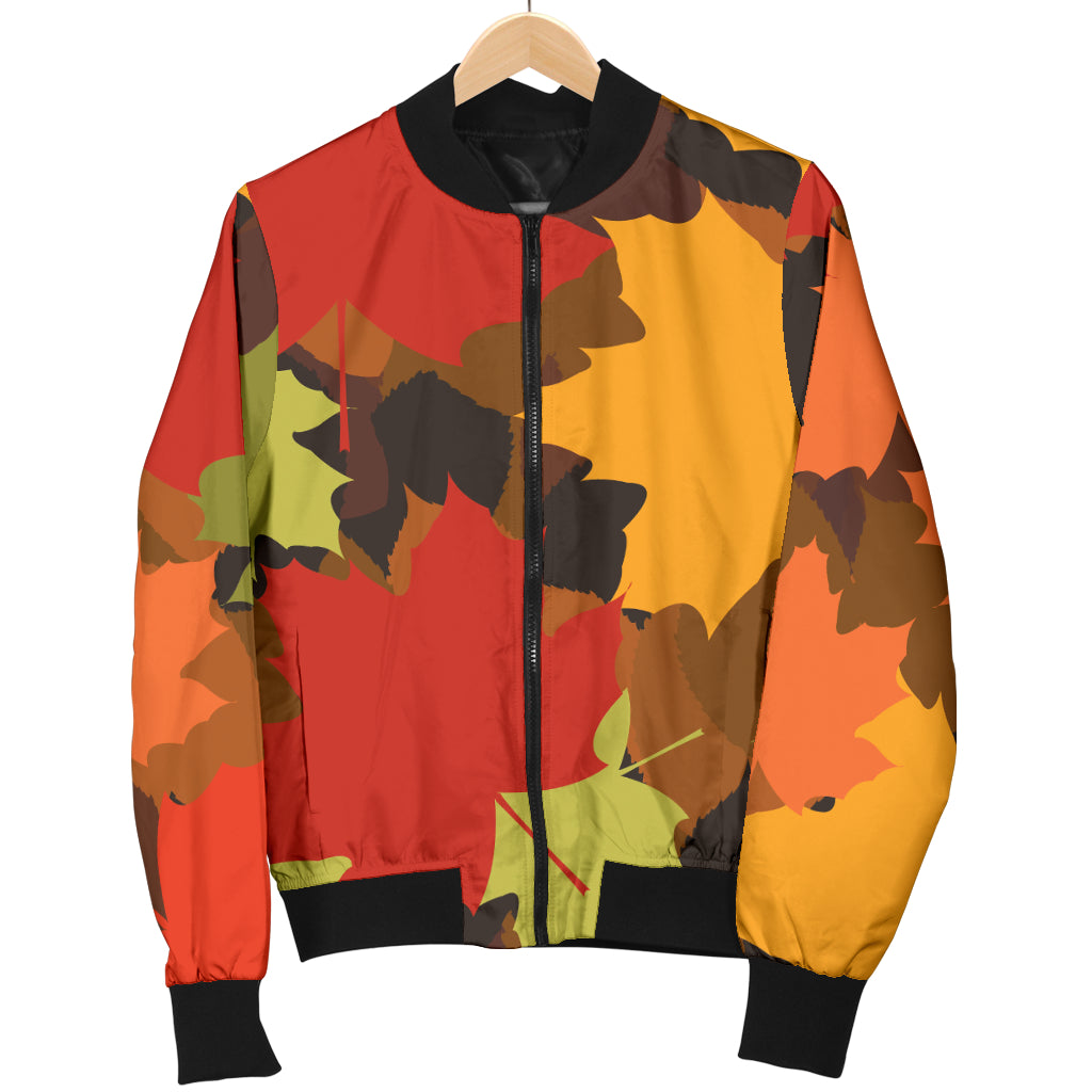 Maple Leaf Pattern Print Design 05 Women's Bomber Jacket