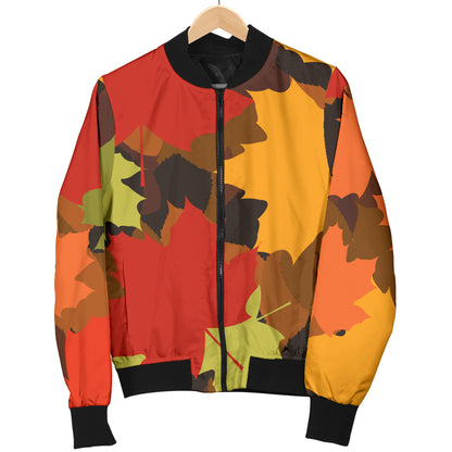 Maple Leaf Pattern Print Design 05 Women's Bomber Jacket