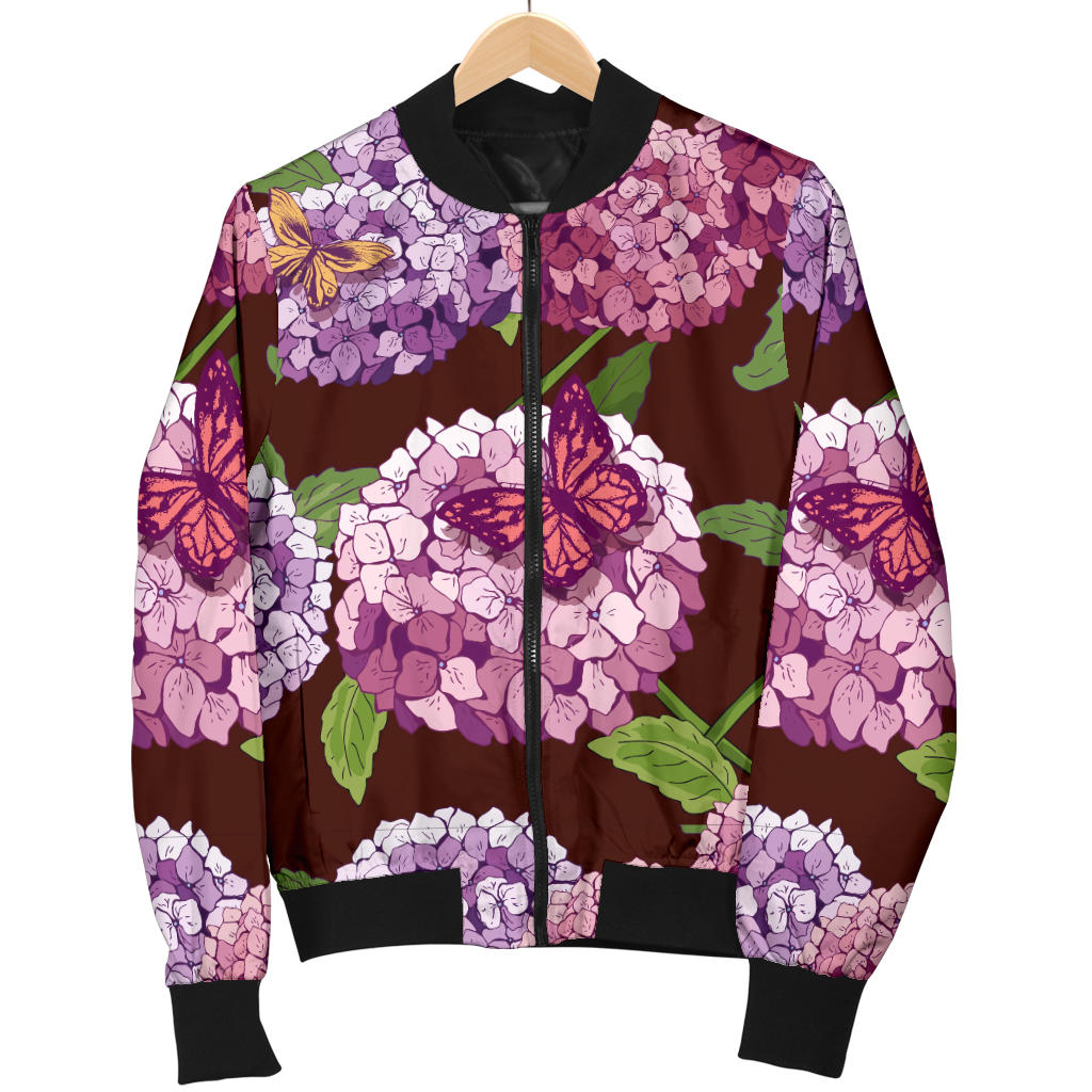 Hydrangea Pattern Print Design HD08 Men Bomber Jacket