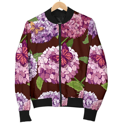 Hydrangea Pattern Print Design HD08 Men Bomber Jacket