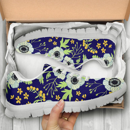 Anemone Pattern Print Design AM06 Sneakers White Bottom Shoes