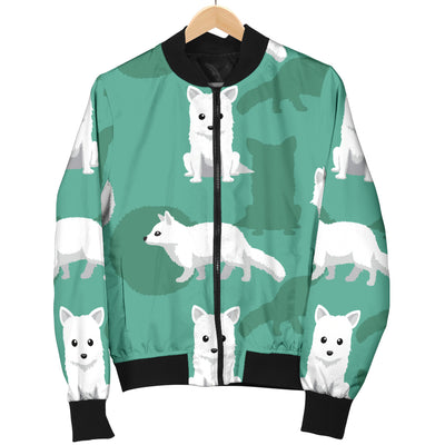 Arctic Fox Pattern Print Design Women's Bomber Jacket