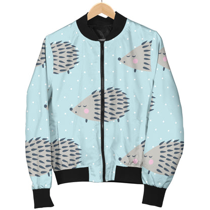 Hedgehog Pattern Print Design 02 Women's Bomber Jacket