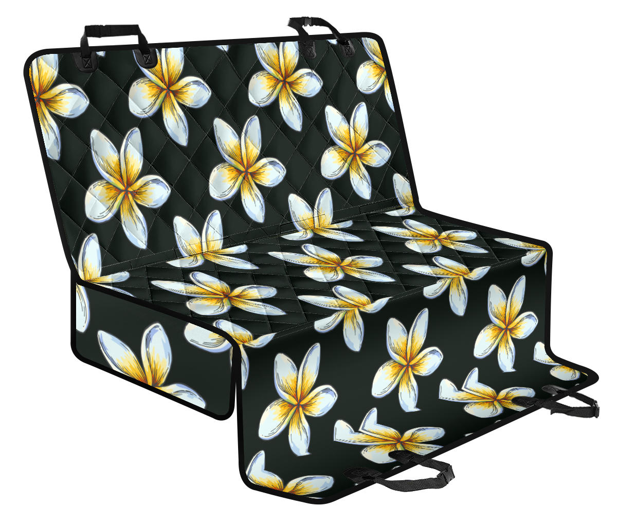 White Plumeria Pattern Print Design PM022 Rear Dog  Seat Cover