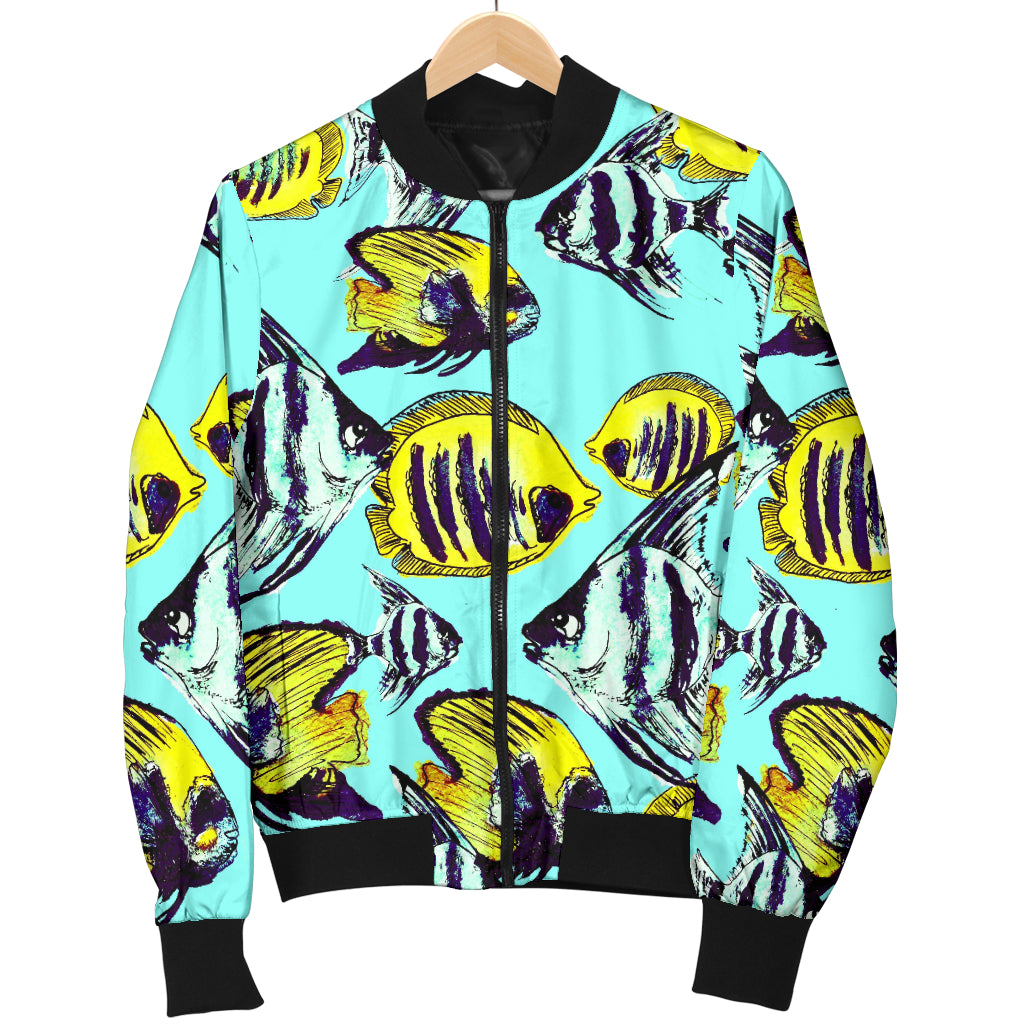 Angelfish Pattern Print Design 02 Women's Bomber Jacket