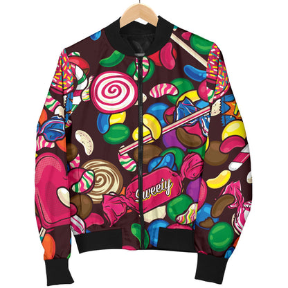Candy Pattern Print Design CA02 Women Bomber Jacket