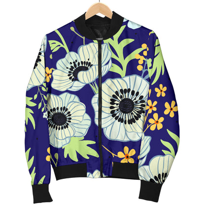 Anemone Pattern Print Design AM06 Women Bomber Jacket