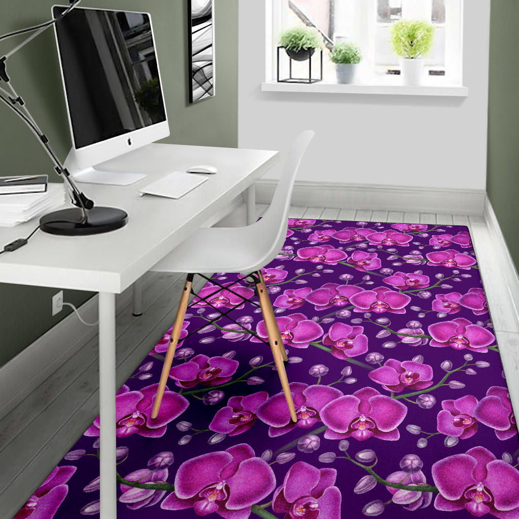 Orchid Purple Pattern Print Design OR02 Area Rugs