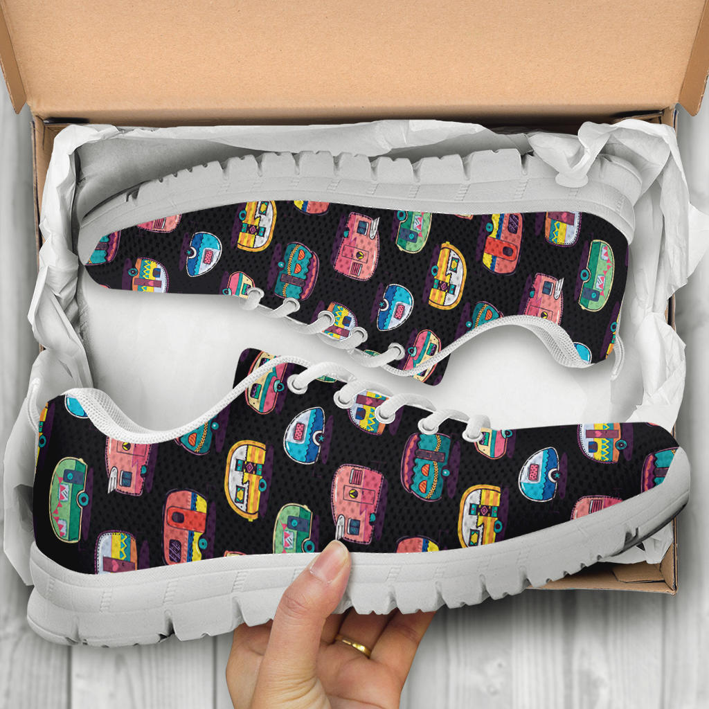 Camper Camping Pattern Sneakers White Bottom Shoes