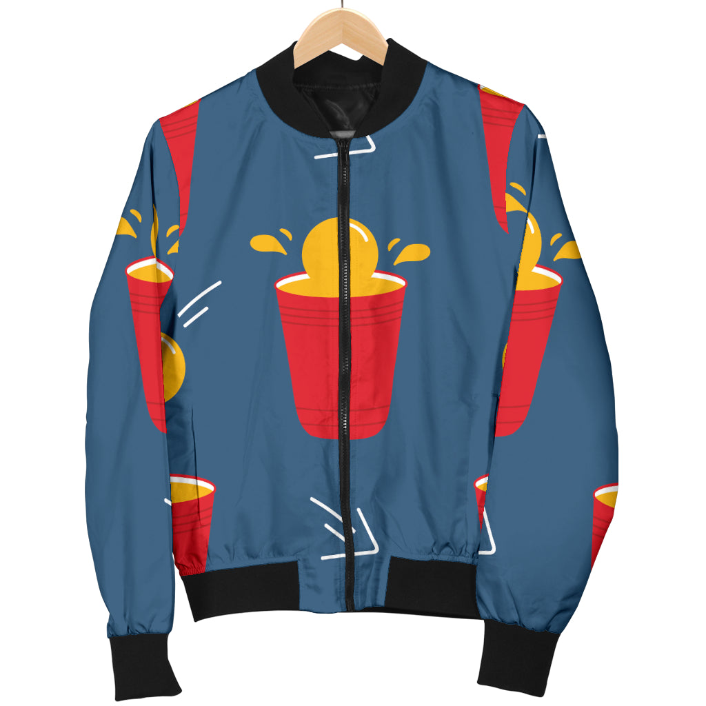 Beer Pong Pattern Print Design 02 Women's Bomber Jacket