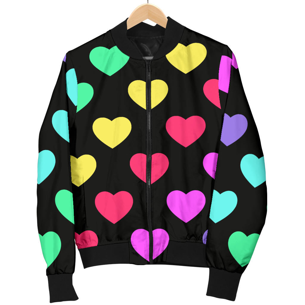 Heart Rainbow Pattern Print Design HE02 Men Bomber Jacket