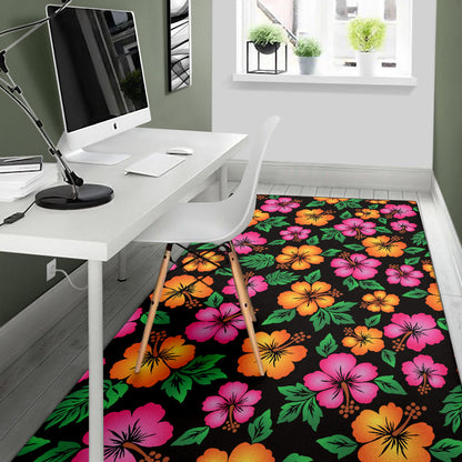 Hibiscus Pattern Print Design HB029 Area Rugs