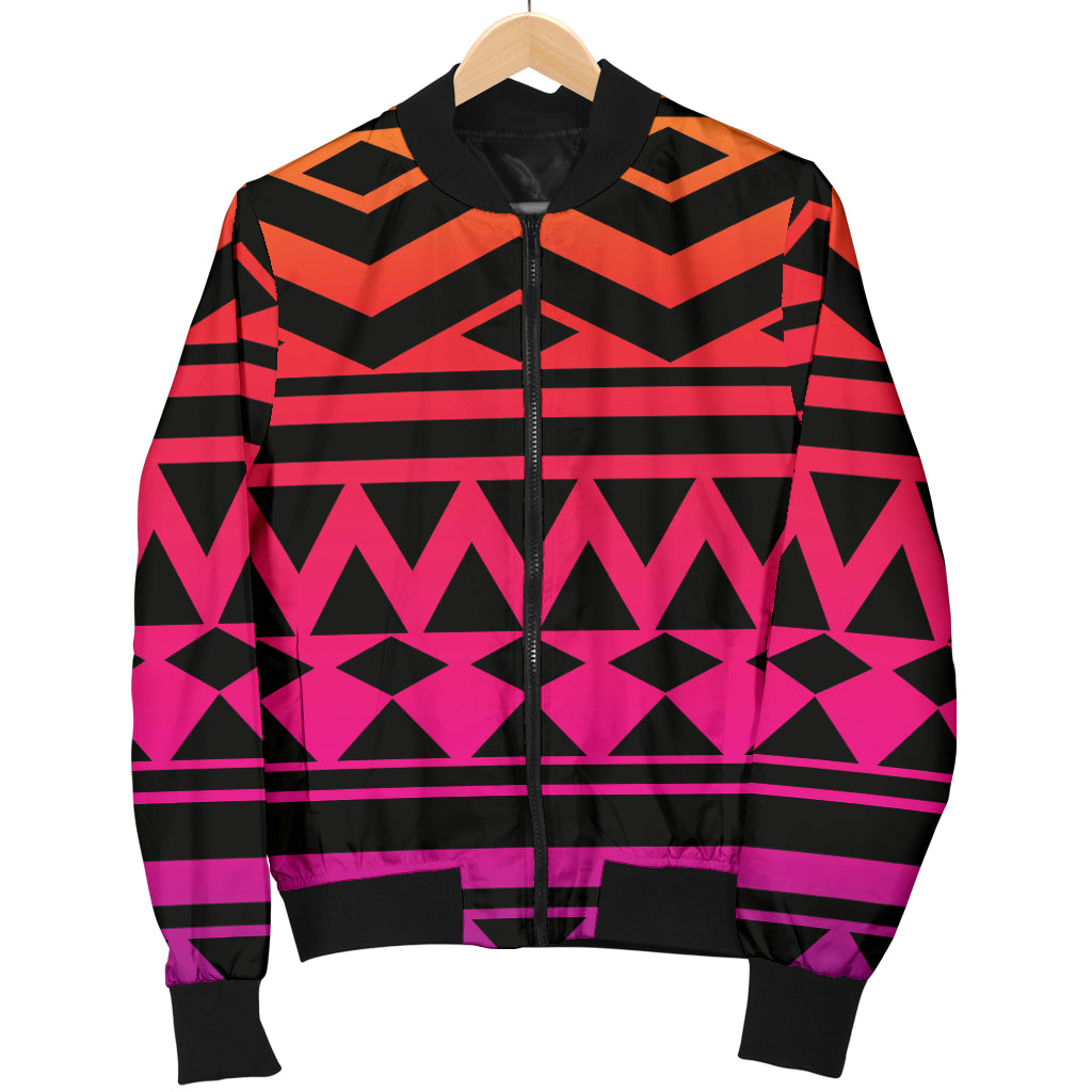 Rainbow Tribal Pattern Print Design A02 Women's Bomber Jacket