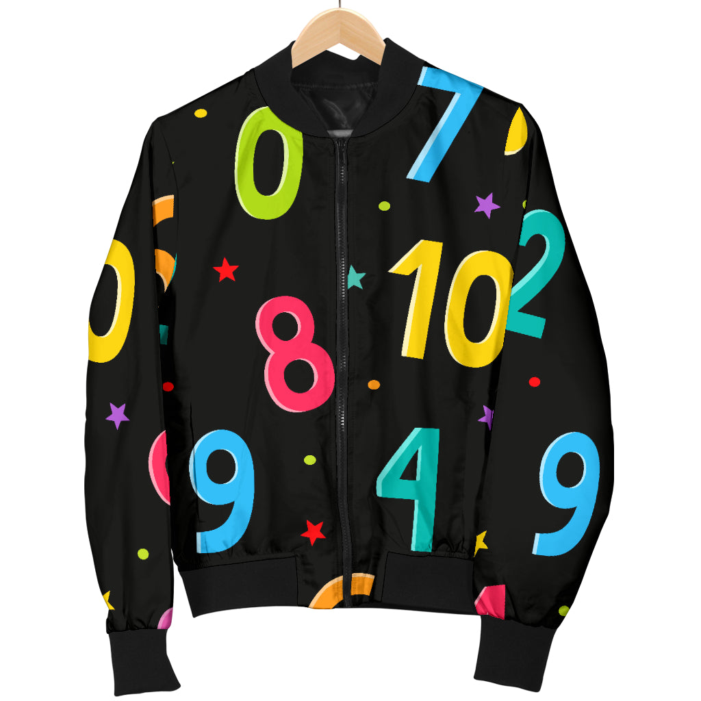 Number Pattern Print Design A04 Women's Bomber Jacket
