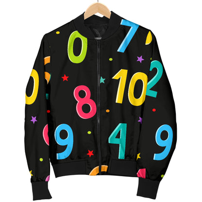 Number Pattern Print Design A04 Women's Bomber Jacket