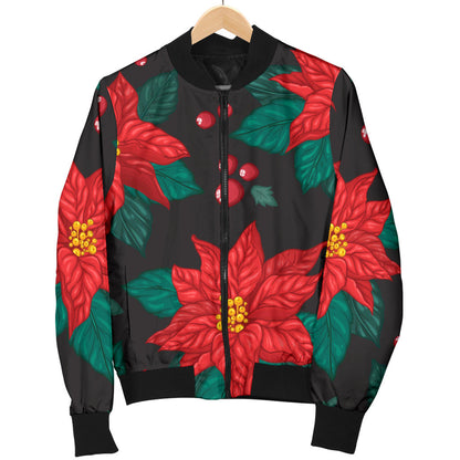 Poinsettia Pattern Print Design POT07 Men Bomber Jacket