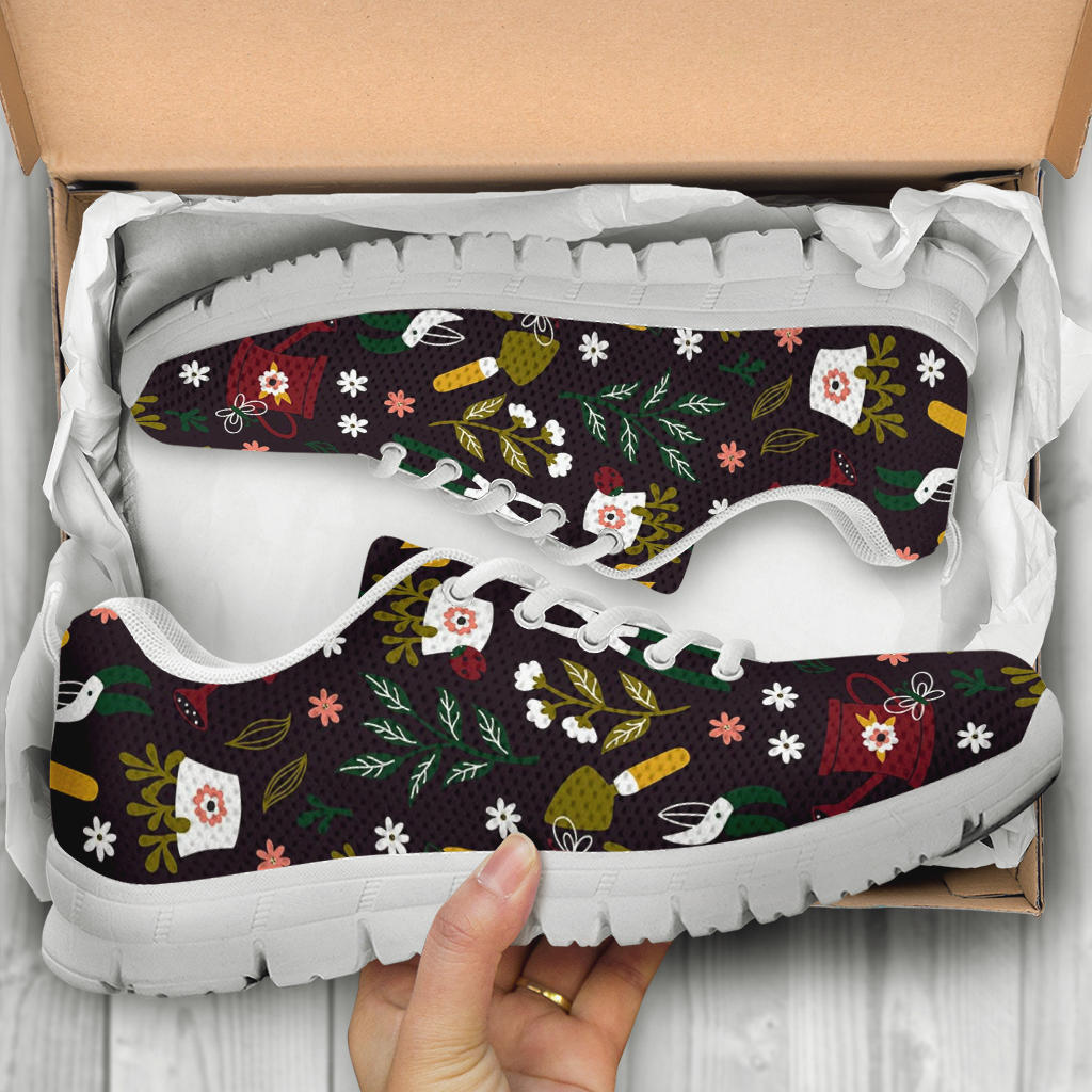 Gardening Pattern Print Design G05 Sneakers White Bottom Shoes