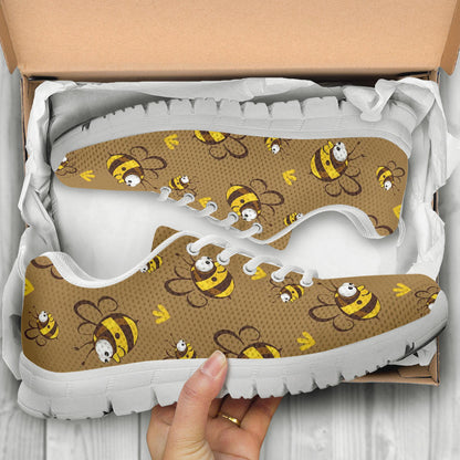 Bee Pattern Print Design BEE09 Sneakers White Bottom Shoes