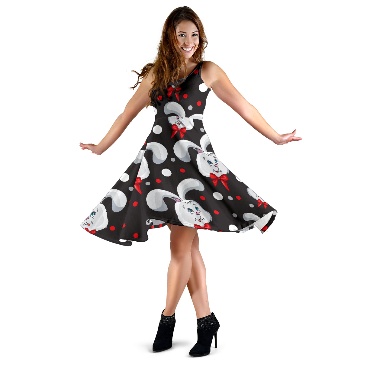 Rabbit Pattern Print Design RB012 Midi Dress