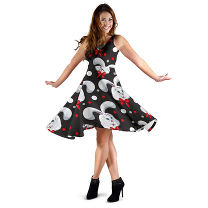Rabbit Pattern Print Design RB012 Midi Dress